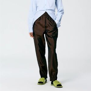 Tibi Brown Satin Jogger Pants